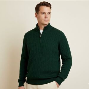 Club Room Men's Cable-Knit Quarter Zip Pullover Sweater